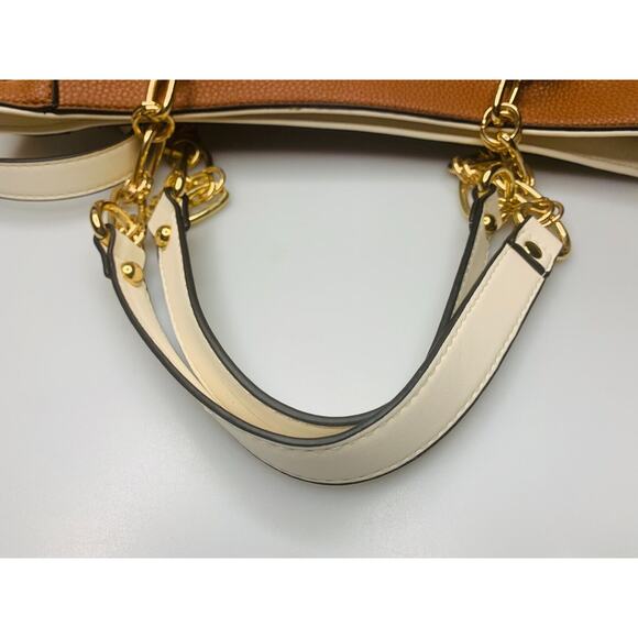 Mia K Collection Brown and Light Beige Tote Bag with Detachable Shoulder Strap - Picture 9 of 11